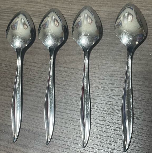 Oneida TEXTURA 6" Oneidacraft Deluxe 4 Teaspoons Stainless Flatware Silver MCM - Picture 3 of 5